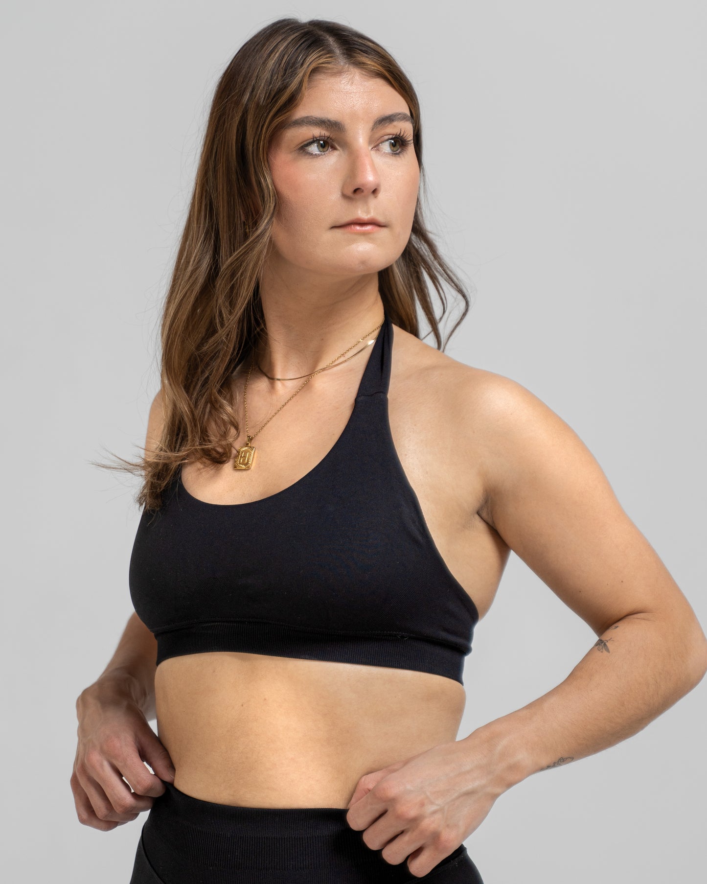 Helia Halter Bra - Midnight Black