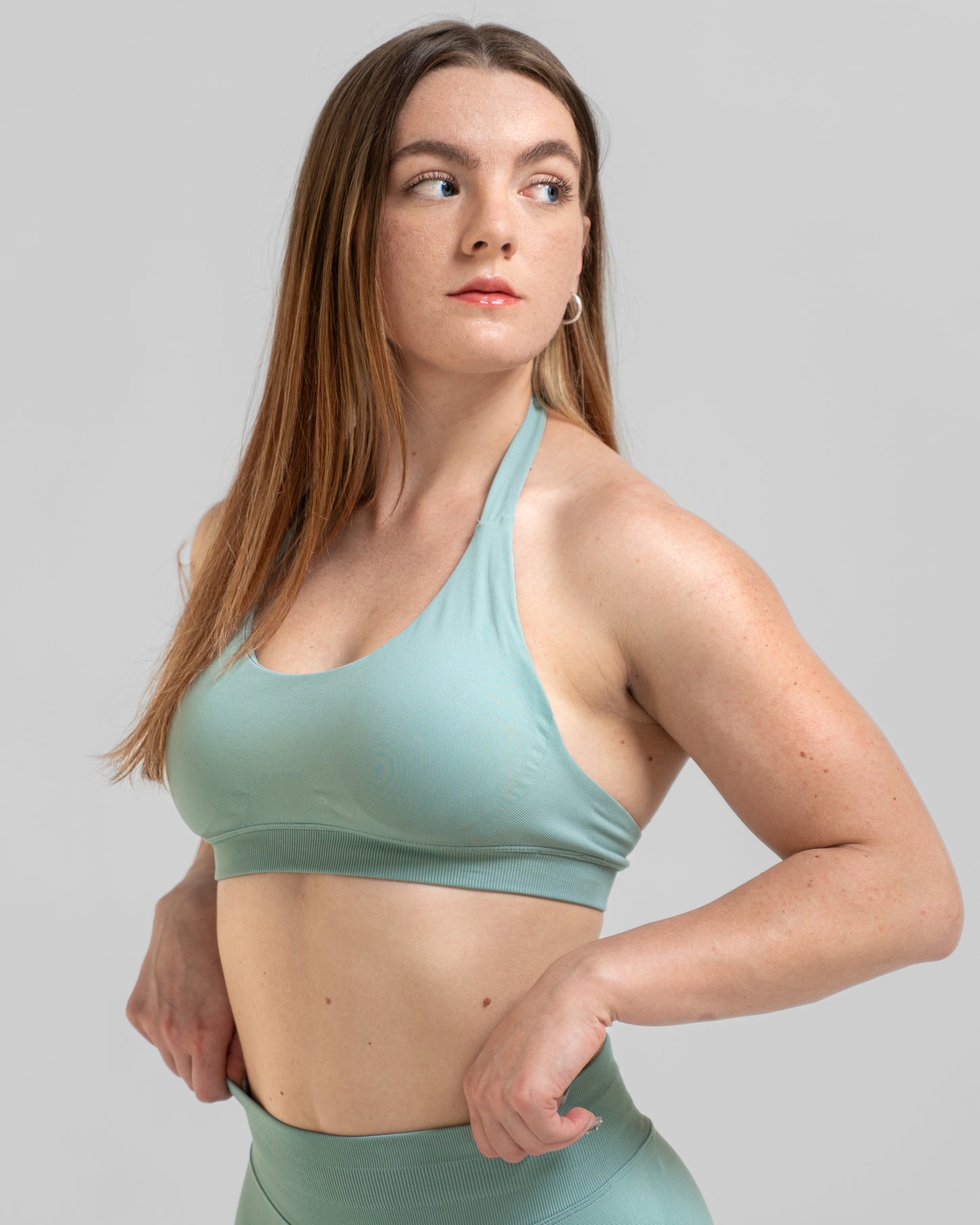 Helia Halter Bra - Sage Green