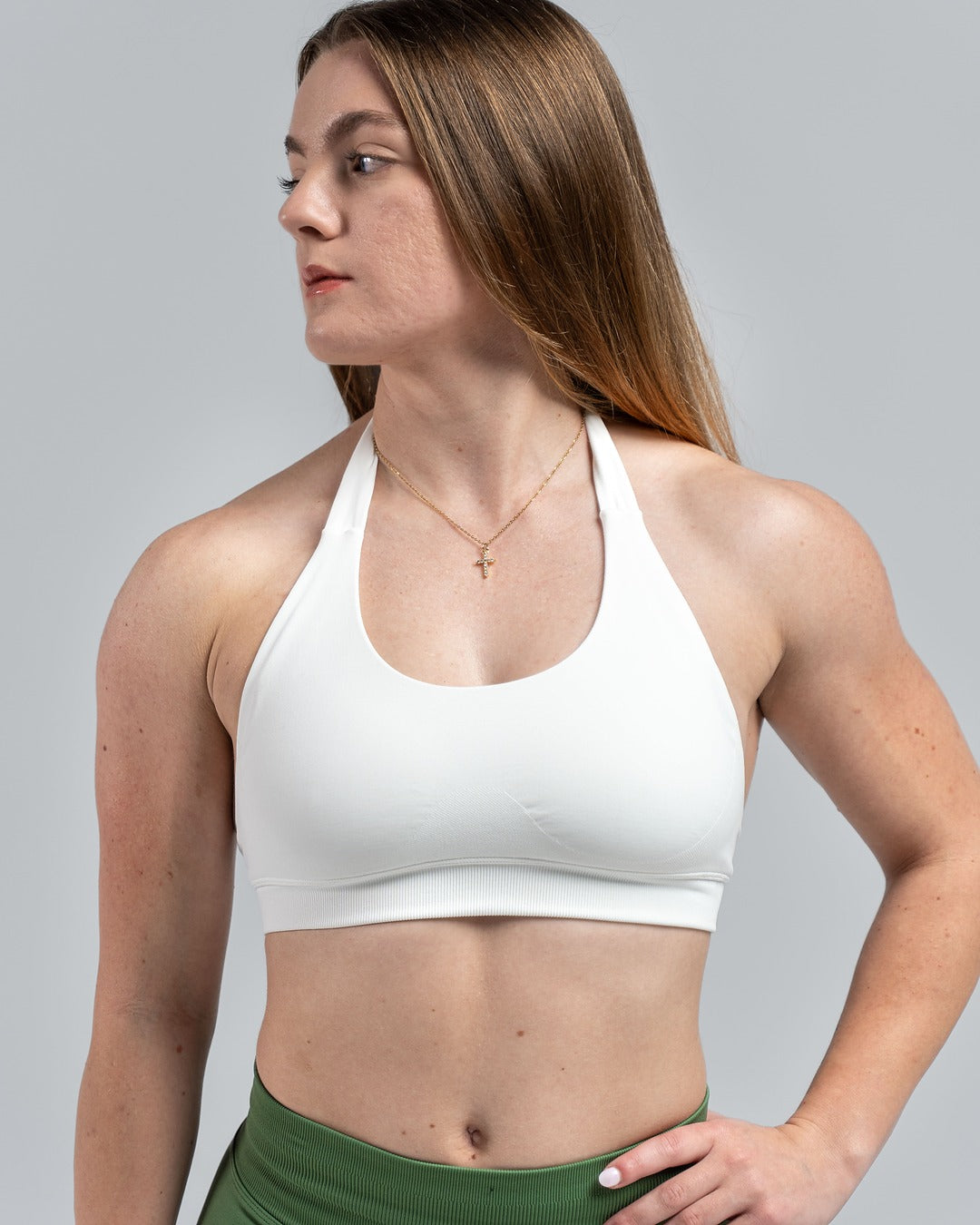 Helia Halter Bra - White